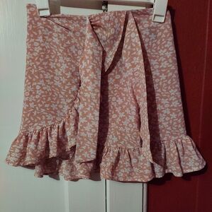 Tan colored skirt with flowers